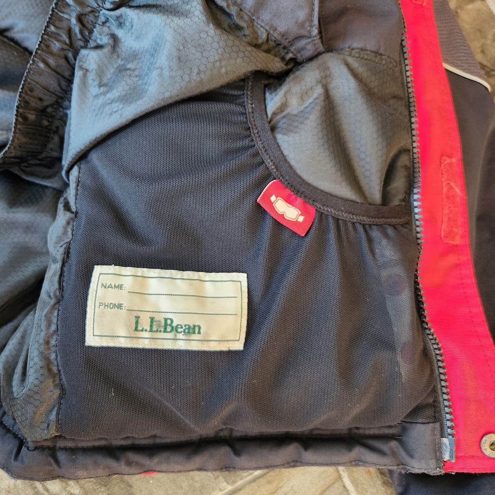 LL Bean Kids Winter Ski Snow Jacket Black Red Insulated Kids L 14-16 Outdoors - Picture 9 of 16